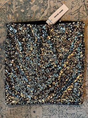 DKNY JEANS Black Sequin Silver Mini Skirt XS (16” length)